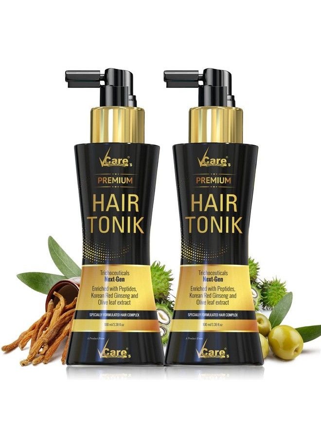 VCare Hair Growth Tonic For Women With Castor Oil And Olive Leaf Extractbest Scalp Vitalizer Serum For All Hair Type Control Hair Fall & Strengthens Hair 100Ml (Pack Of 2)  - Image 2