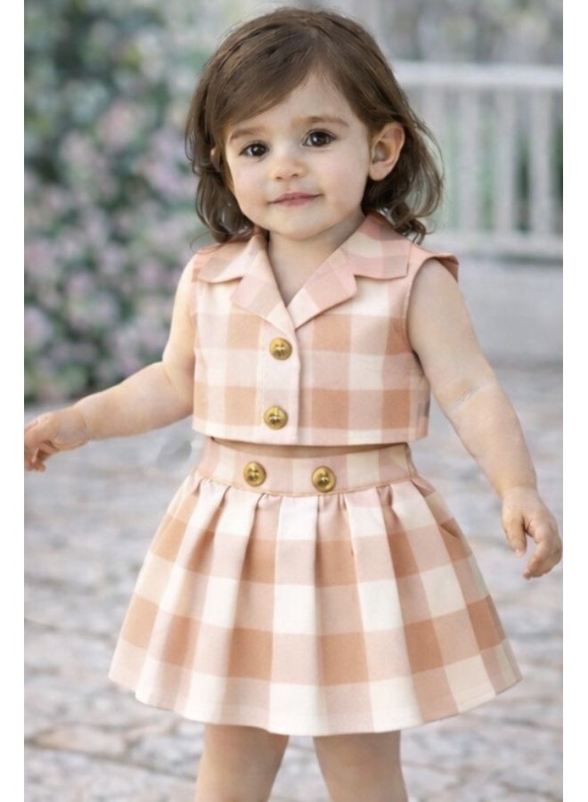 Bold Chic فستان بلاش الخوخ المتناسق للفتيات - Image 4