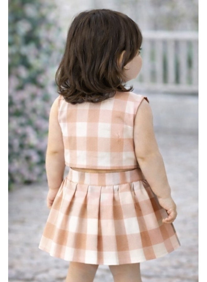 Bold Chic فستان بلاش الخوخ المتناسق للفتيات - Image 2