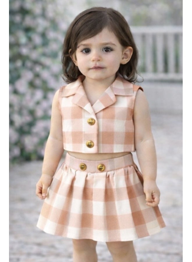Bold Chic فستان بلاش الخوخ المتناسق للفتيات - Image 3