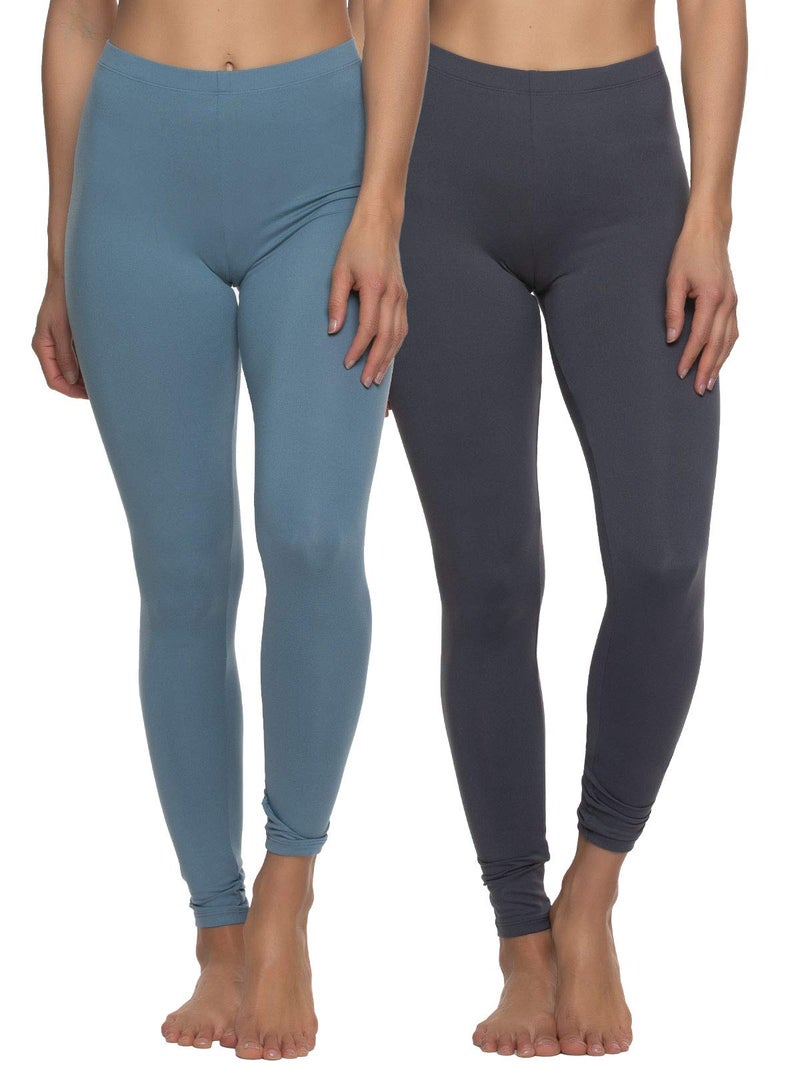 Felina Velvety Super Soft Lightweight Style 2801 Leggings 2-Pack - for Women - Yoga Pants, Workout Clothes (Cool Beach, Small) - Image 1