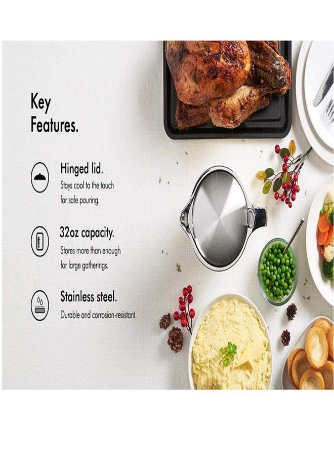 Miecux Double Insulated Gravy Boat - Stainless Steel Sauce Jug with Hinged Lid Hinged Lid Ideal for Gravy or Cream at Thanksgiving (450ML/16 OZ) - Image 4