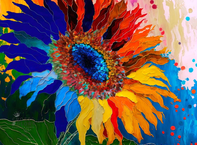 Cross & Glory - Sunflower Kaleidoscope - 1000 Piece Jigsaw Puzzle for Adults | Colorful Flower Artwork | Challenging and Fun Activity | Great Gift for Garden Lovers - Image 1
