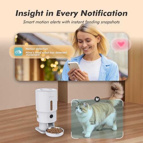 Nityers Automatic Cat Feeder with Camera - 5G WiFi Timed Cat Food Dispenser, 1080P HD Video with Night Vision, 1-15 Meals, 1-99 Portions, 2-Way Audio, Keeps Dry Food Fresh, 5L Auto Pet Feeder Also for Dogs - Image 5
