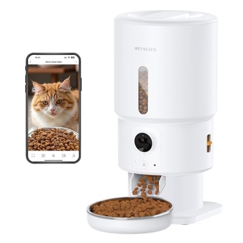 Nityers Automatic Cat Feeder with Camera - 5G WiFi Timed Cat Food Dispenser, 1080P HD Video with Night Vision, 1-15 Meals, 1-99 Portions, 2-Way Audio, Keeps Dry Food Fresh, 5L Auto Pet Feeder Also for Dogs - Image 1