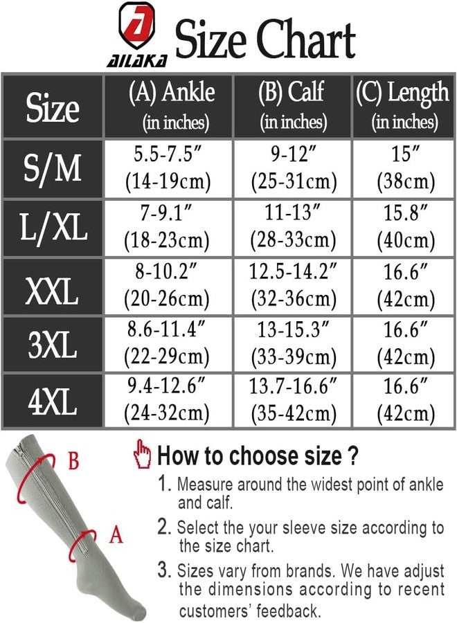 Ailaka Medical 15-20 mmHg Zipper Compression Socks Women Men - Image 5
