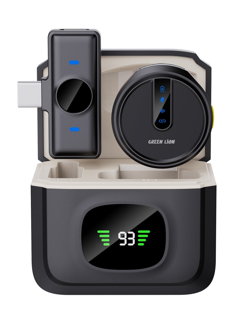 GREEN LION Wireless Microphone with 7 Hours Working Time and Noise Cancellation GM-88X / Digital Display / Portable Microphone / Type-C Connection - Black - Image 4