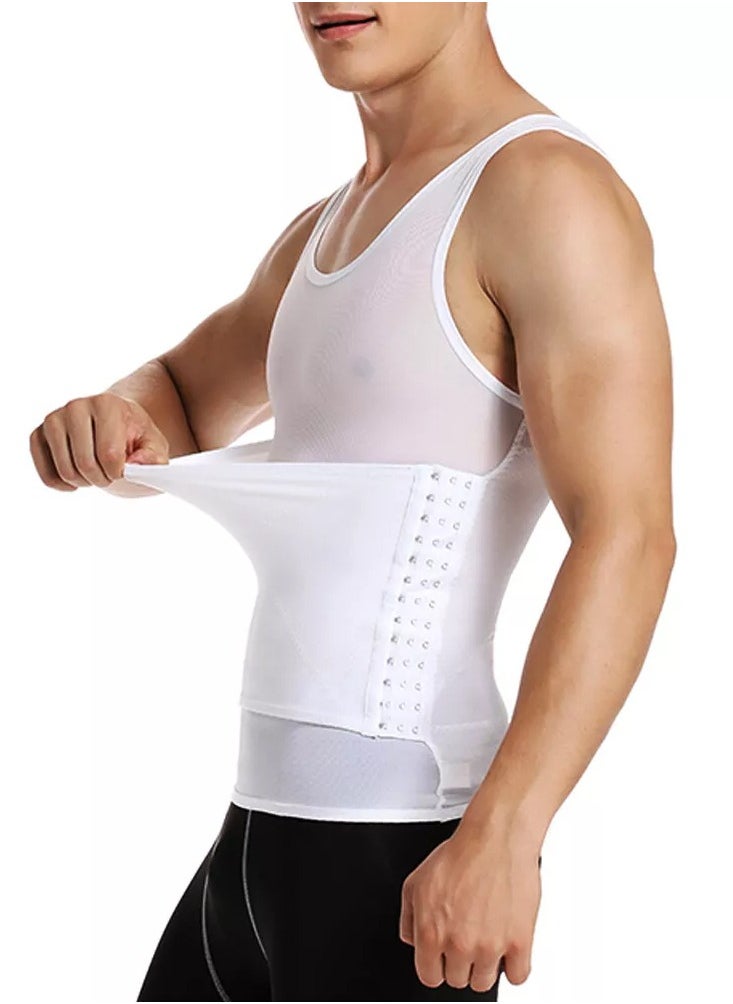DubaiGallery Men Body Shaper Slimming Vest Tight Tank Top Compression Shirt Tummy Control Underwear Binder,Chest Body Posture Corrector Corset Sleeveless Vest Abdomen Control Underwear Shapewear THermal Tops  - Image 1