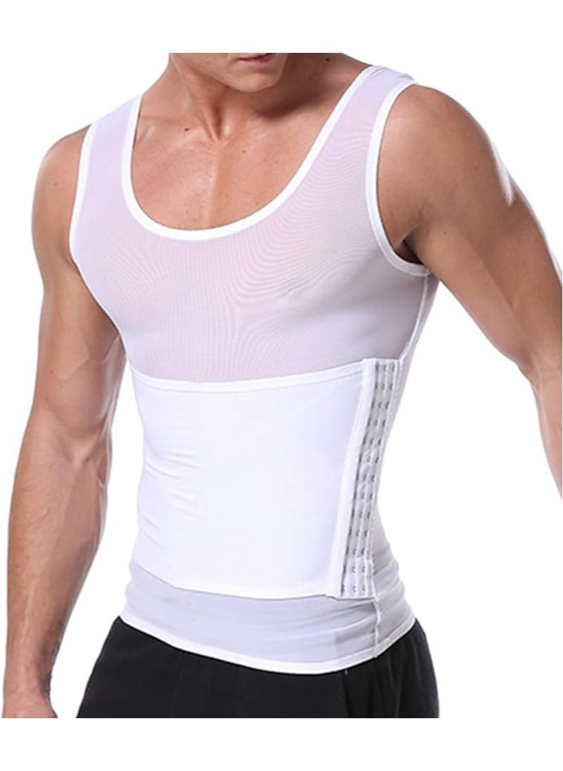 DubaiGallery Men Body Shaper Slimming Vest Tight Tank Top Compression Shirt Tummy Control Underwear Binder,Chest Body Posture Corrector Corset Sleeveless Vest Abdomen Control Underwear Shapewear THermal Tops  - Image 4