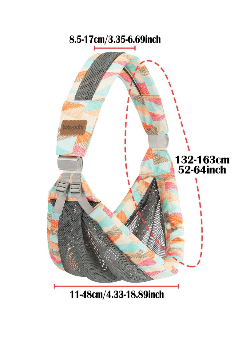 Bebiland - Baby Carrier, Newborn from Birth Adjustable, Baby Carrier on One Shoulder Ergonomic Practical Portable Baby Carrier for Babies from 3 to 36 Months (Colourful) - Image 1