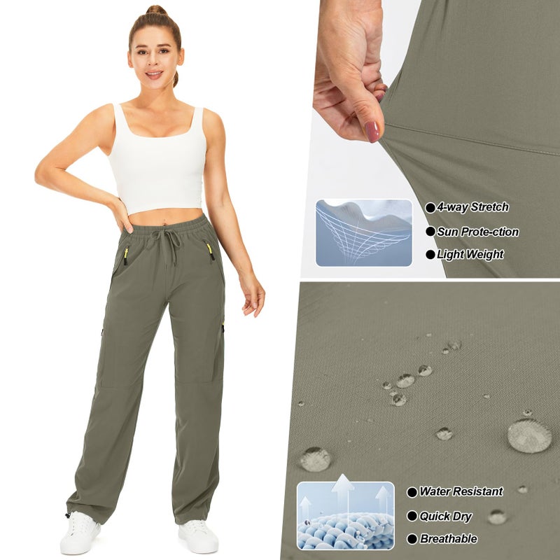 Toomett Women's Hiking Cargo Pants Quick Dry UPF50+ Outdoor Pants for Women Fishing Safari Travel Pants with Pockets,6608,Light Green,L - Image 5