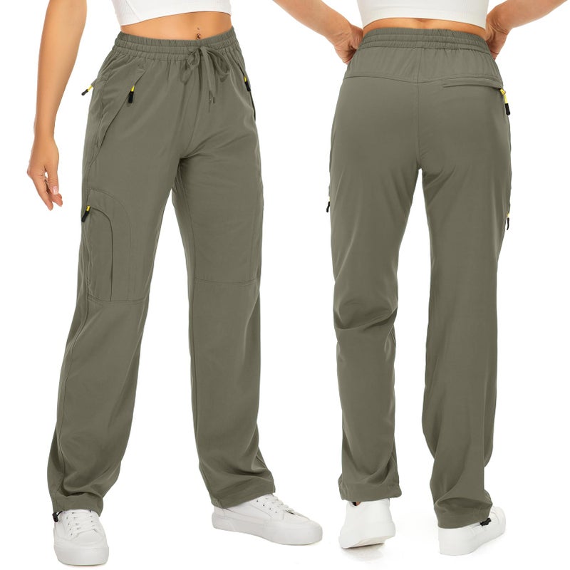 Toomett Women's Hiking Cargo Pants Quick Dry UPF50+ Outdoor Pants for Women Fishing Safari Travel Pants with Pockets,6608,Light Green,L - Image 2