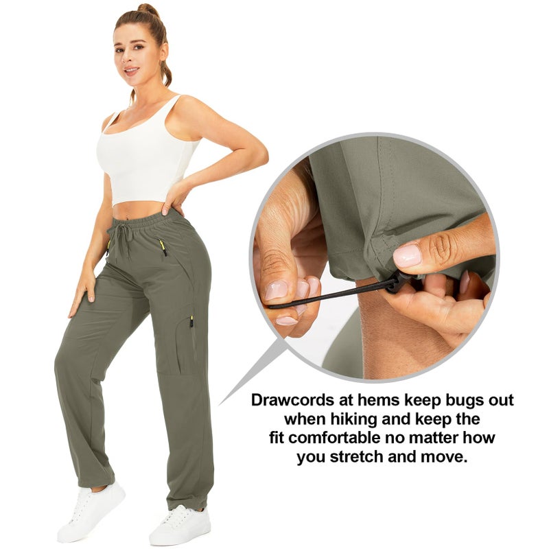 Toomett Women's Hiking Cargo Pants Quick Dry UPF50+ Outdoor Pants for Women Fishing Safari Travel Pants with Pockets,6608,Light Green,L - Image 4