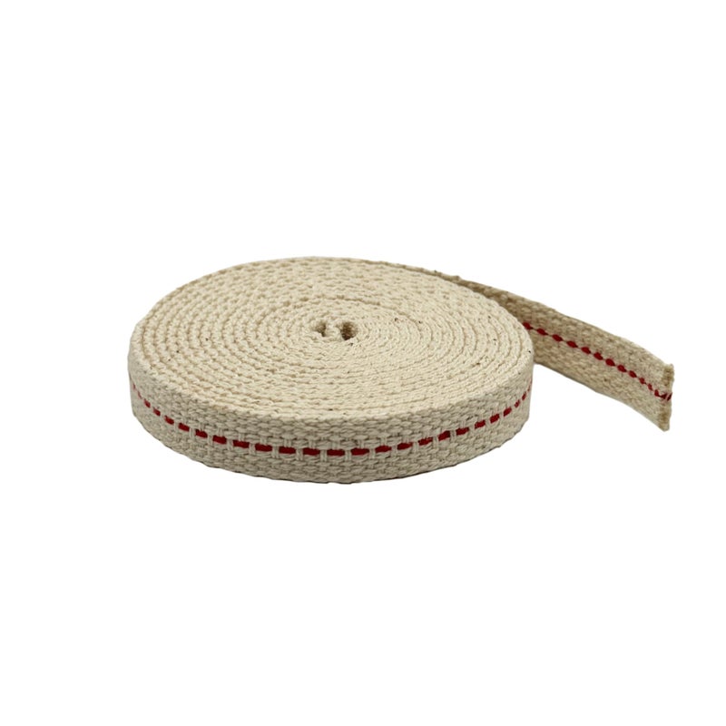 LIGHT OF MINE "LET IT SHINE" Light of Mine  38 Inch 6 Foot 100 Cotton Flat Wick for Paraffin Oil Kerosene Based Lanterns and Oil Lamps with Genuine Red Stitch 38  6 Roll 