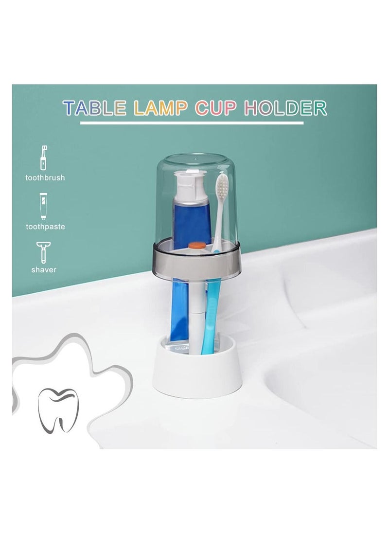 SYOSI Toothbrush Holder Stand with Tooth Brush Cups/Cover, Toothpaste Holder Stand with 3Slots, Dental Storage Organizer Holder Stand , for Electric Toothbrushes, Toothpaste (White)  - Image 3