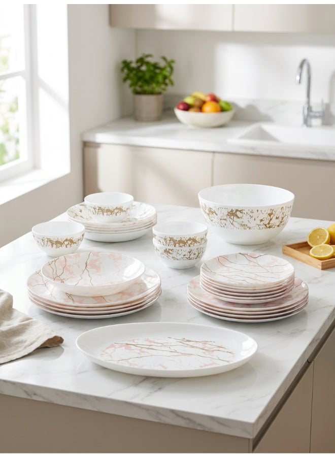 Luminarc Zendit 26 Piece Dinner Set includes 6x25cm Dinner Plates, 6x20.5cm Soup Plates, 6x20cm Dessert Plates, 6x12cm Soup Bowls, 1x21cm Salad Bowl, 1x33cm Oval Platter, Tempered High Qualtiy Glass, Chip resistant, Microwave Safe - Image 2
