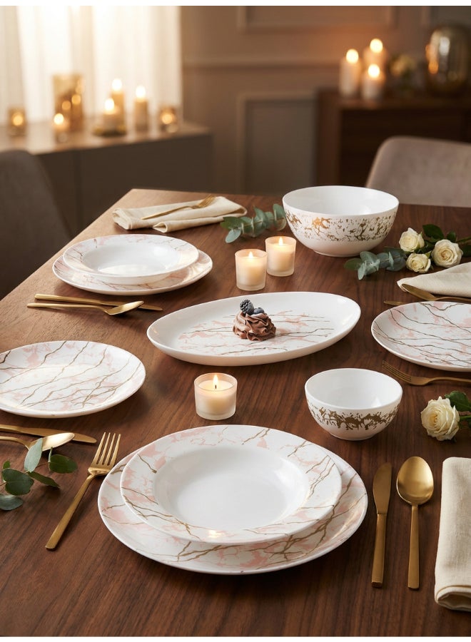 Luminarc Zendit 26 Piece Dinner Set includes 6x25cm Dinner Plates, 6x20.5cm Soup Plates, 6x20cm Dessert Plates, 6x12cm Soup Bowls, 1x21cm Salad Bowl, 1x33cm Oval Platter, Tempered High Qualtiy Glass, Chip resistant, Microwave Safe - Image 4