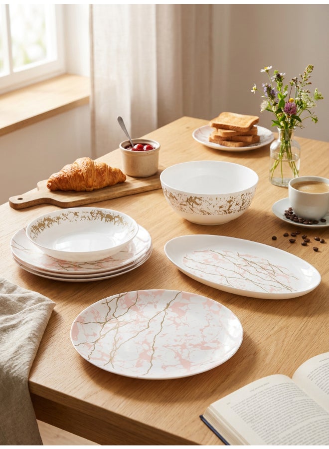 Luminarc Zendit 26 Piece Dinner Set includes 6x25cm Dinner Plates, 6x20.5cm Soup Plates, 6x20cm Dessert Plates, 6x12cm Soup Bowls, 1x21cm Salad Bowl, 1x33cm Oval Platter, Tempered High Qualtiy Glass, Chip resistant, Microwave Safe - Image 3