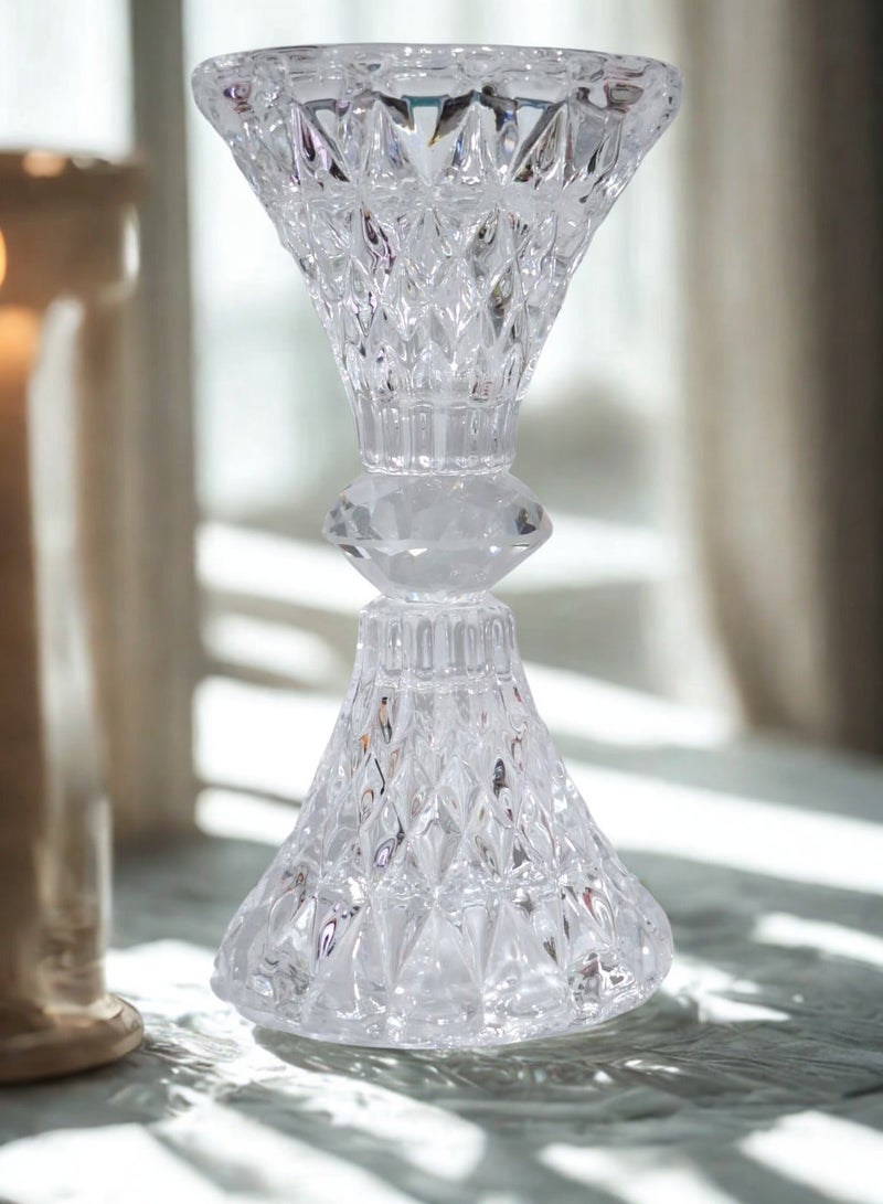RR BRAND 1 Pcs Clear Glass Crystal Candlestick Holders include Style Crystal - Image 3