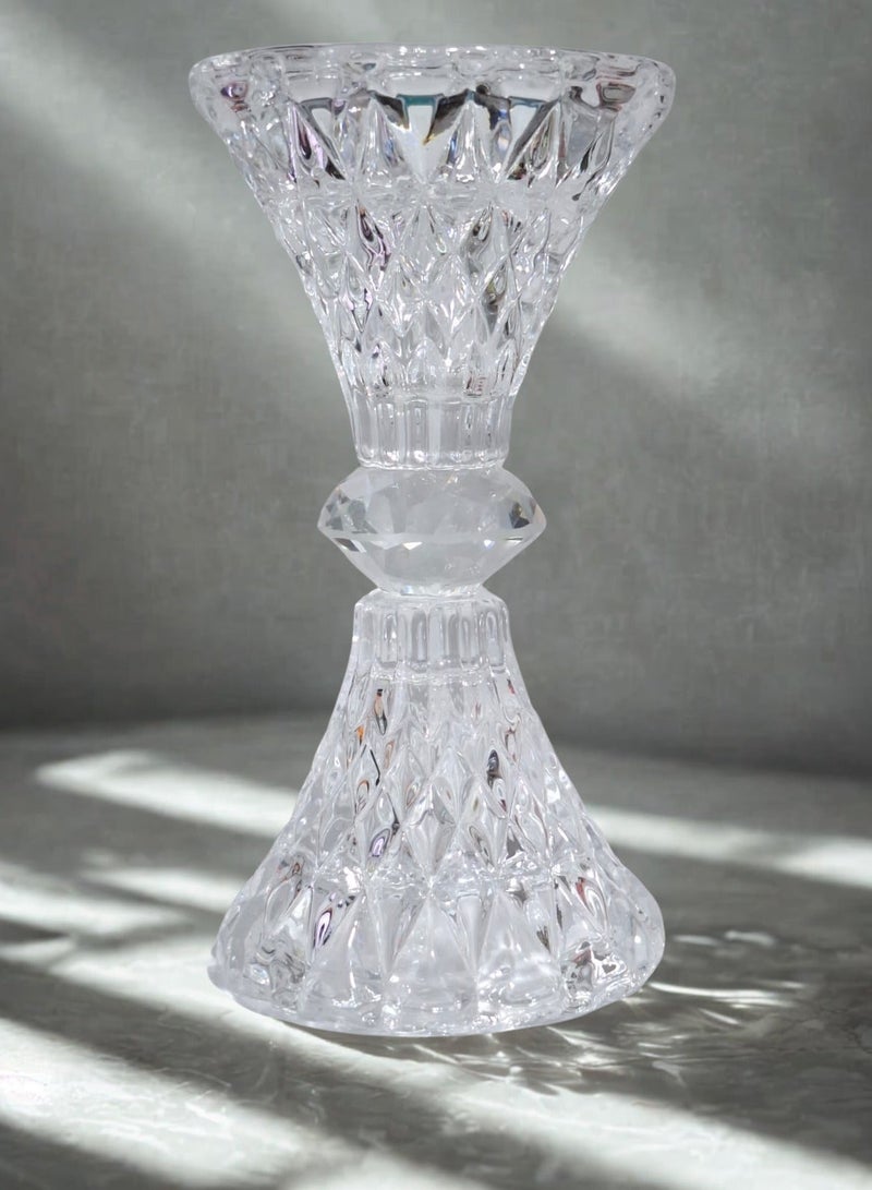 RR BRAND 1 Pcs Clear Glass Crystal Candlestick Holders include Style Crystal - Image 1