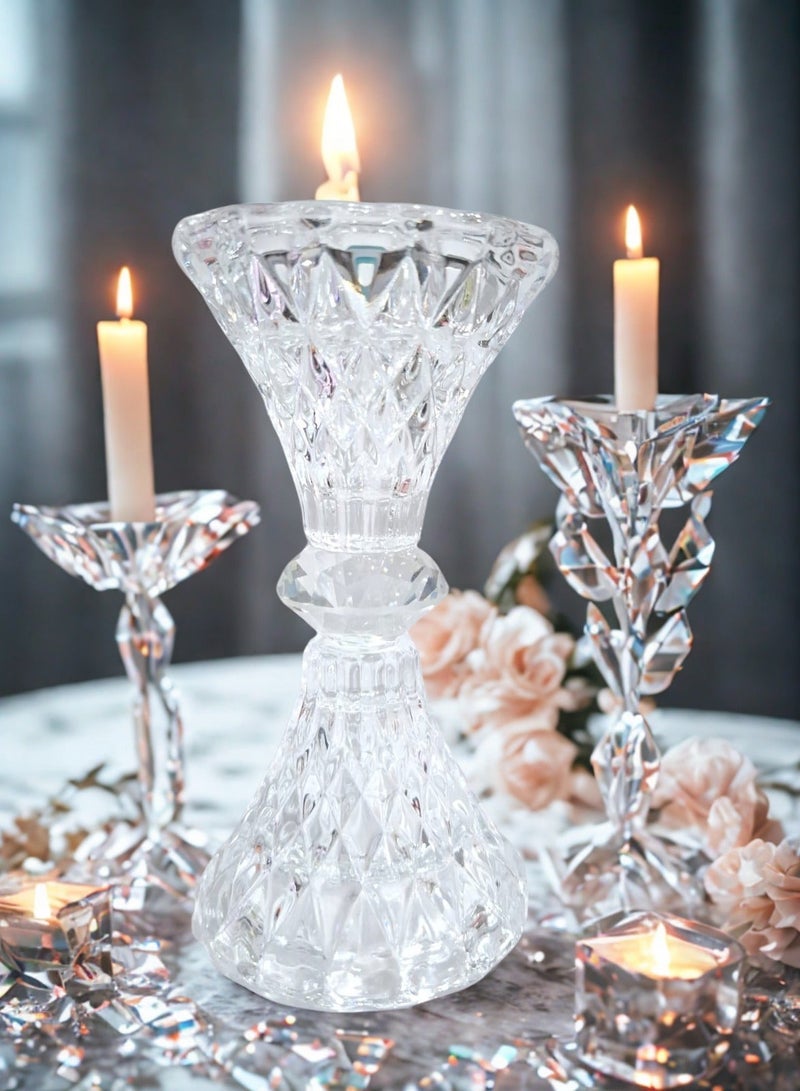 RR BRAND Set of 2 Premium Crystal Candle Holder  – Elegant Glass Candle Stand for Table, Mantel & Party Decoration - Image 3