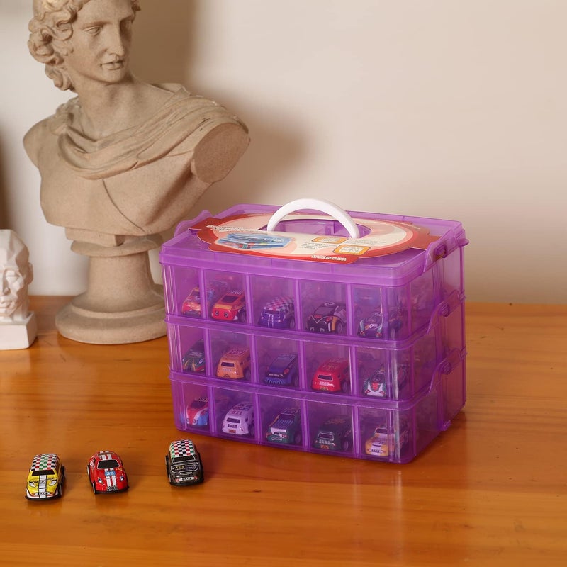 Sooyee Bead Organizer,3-Tier Craft Organizers and Storage,Stackable Storage Containers with 30 Compartments Dividers for Washi Tape,Toy,Hair Accessories,Art Supplies,Fishing Tackle,Purple - Image 3