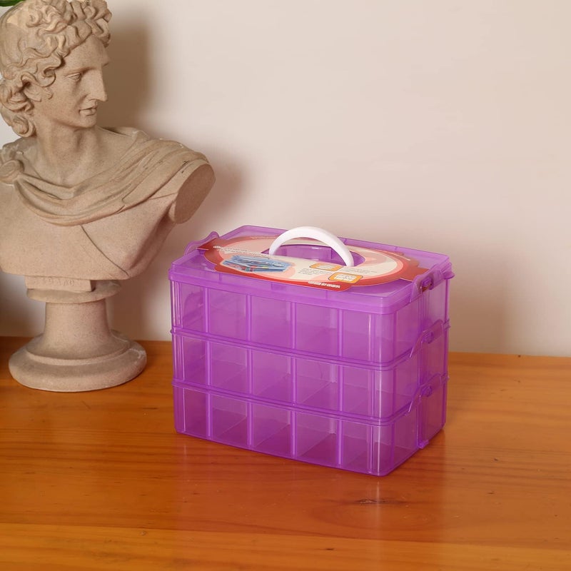Sooyee Bead Organizer,3-Tier Craft Organizers and Storage,Stackable Storage Containers with 30 Compartments Dividers for Washi Tape,Toy,Hair Accessories,Art Supplies,Fishing Tackle,Purple - Image 5