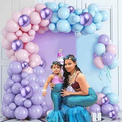 BRIJBAZAAR Rubber Mermaid Balloons For Birthday Decoration-Cute 56Pcs Balloon Decoration For Birthday Birthday Decoration Items For Girl Mermaid Theme Birthday Balloon Decoration Kit,Multi - Image 3