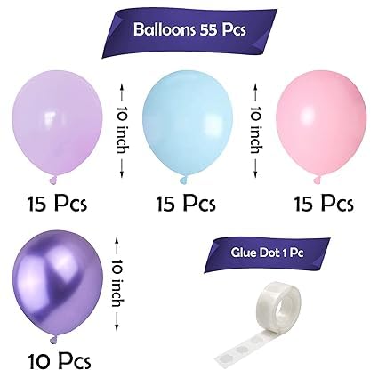 BRIJBAZAAR Rubber Mermaid Balloons For Birthday Decoration-Cute 56Pcs Balloon Decoration For Birthday Birthday Decoration Items For Girl Mermaid Theme Birthday Balloon Decoration Kit,Multi - Image 2