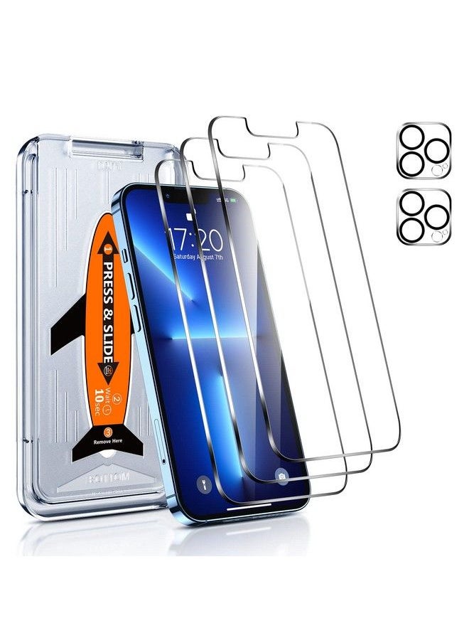LK [3+2] 3 Pack Screen Protector For Iphone 13 Pro + 2 Pack Camera Lens Protector With Installation Tray 9H Tempered Glass Scratch Resistant Screen Protector For I13 Pro 6.1 Inch  - Image 1