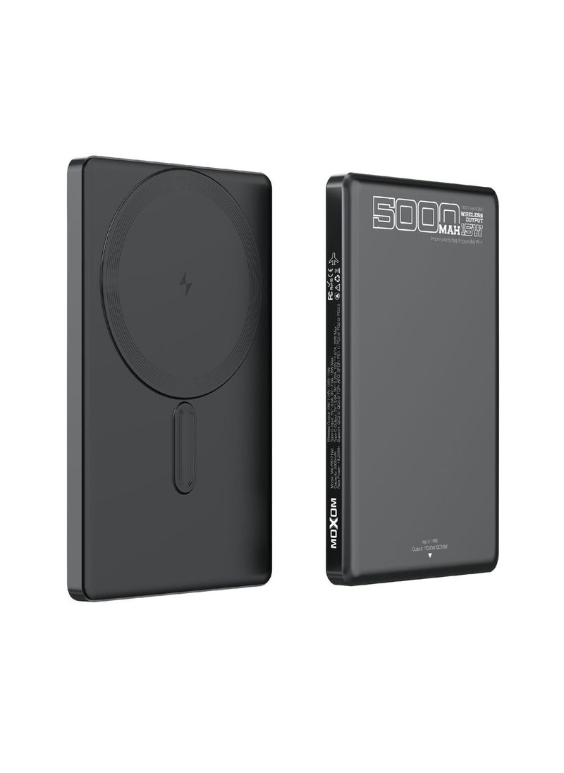 MOXOM MX-PB121 5000mAh Slim and Compact Design Power Bank - PD20W, QC18W, 15W Magnetic Charging for Fast Charging  - Image 1