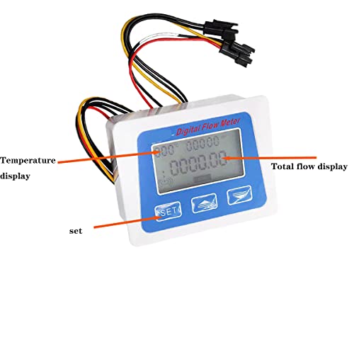 Lelukee Water Flow Totalizer and Flow Rate Meter with Digital LCD Display +G1/2" Hall Effect Liquid Water Flowmeter Sensor-1-25L/min - Image 4