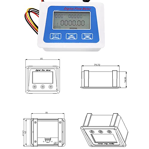 Lelukee Water Flow Totalizer and Flow Rate Meter with Digital LCD Display +G1/2" Hall Effect Liquid Water Flowmeter Sensor-1-25L/min - Image 5