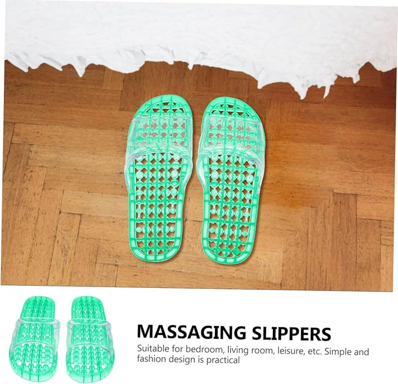 Green Hollow Foot Massage Shower Slippers Open Toe Breathable Comfortable Unisex Bathroom - Image 3