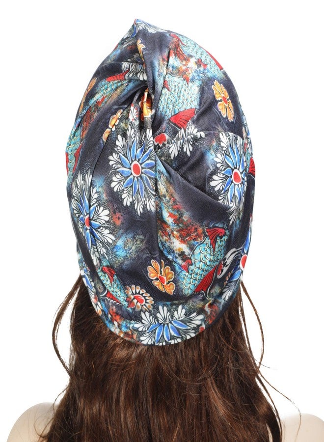 ZLYC قبعة ZLYC Chemo Headwear النسائية المترهلة، وشاح الرأس، غطاء الرأس، غطاء الرأس، قبعة الجمجمة (أسود مزهر) - Image 5