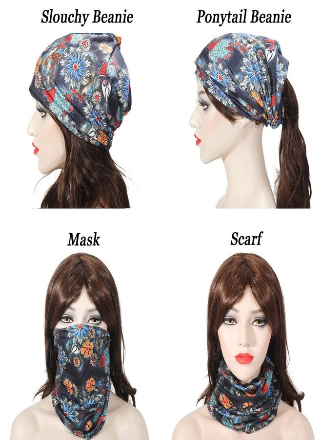 ZLYC قبعة ZLYC Chemo Headwear النسائية المترهلة، وشاح الرأس، غطاء الرأس، غطاء الرأس، قبعة الجمجمة (أسود مزهر) - Image 4