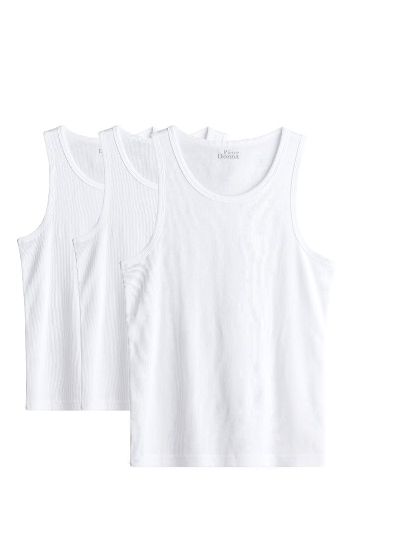 بيير دونا فيست بيير دونا للرجال ، ملابس داخلية قطنية سترة بيضاء سادة للاستخدام اليومي مع قلم (الإمارات العربية المتحدة / السعودية ، ألفا ، إس ، عادي ، عادي ، 3 ، أبيض) - Image 1