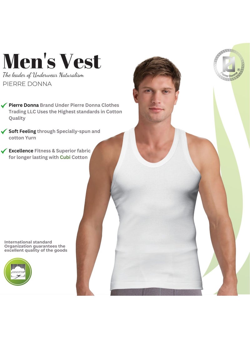 بيير دونا فيست بيير دونا للرجال ، ملابس داخلية قطنية سترة بيضاء سادة للاستخدام اليومي مع قلم (الإمارات العربية المتحدة / السعودية ، ألفا ، إس ، عادي ، عادي ، 3 ، أبيض) - Image 4