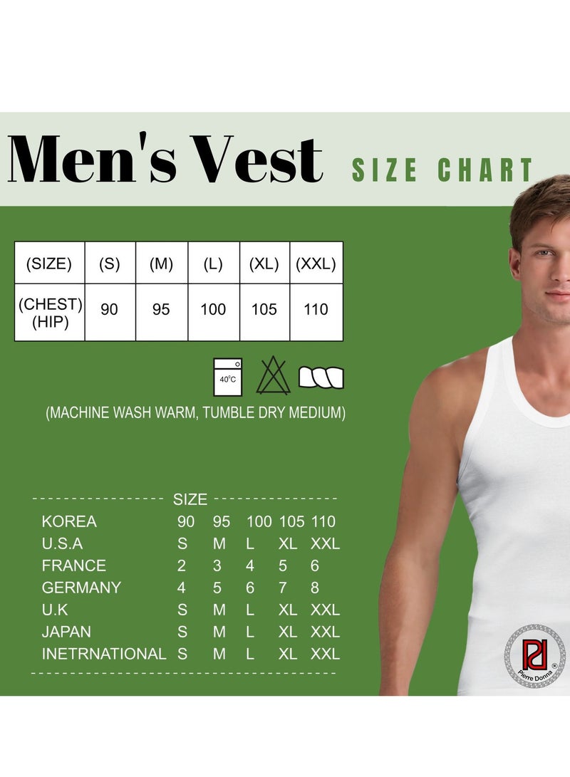 بيير دونا فيست بيير دونا للرجال ، ملابس داخلية قطنية سترة بيضاء سادة للاستخدام اليومي مع قلم (الإمارات العربية المتحدة / السعودية ، ألفا ، إس ، عادي ، عادي ، 3 ، أبيض) - Image 3