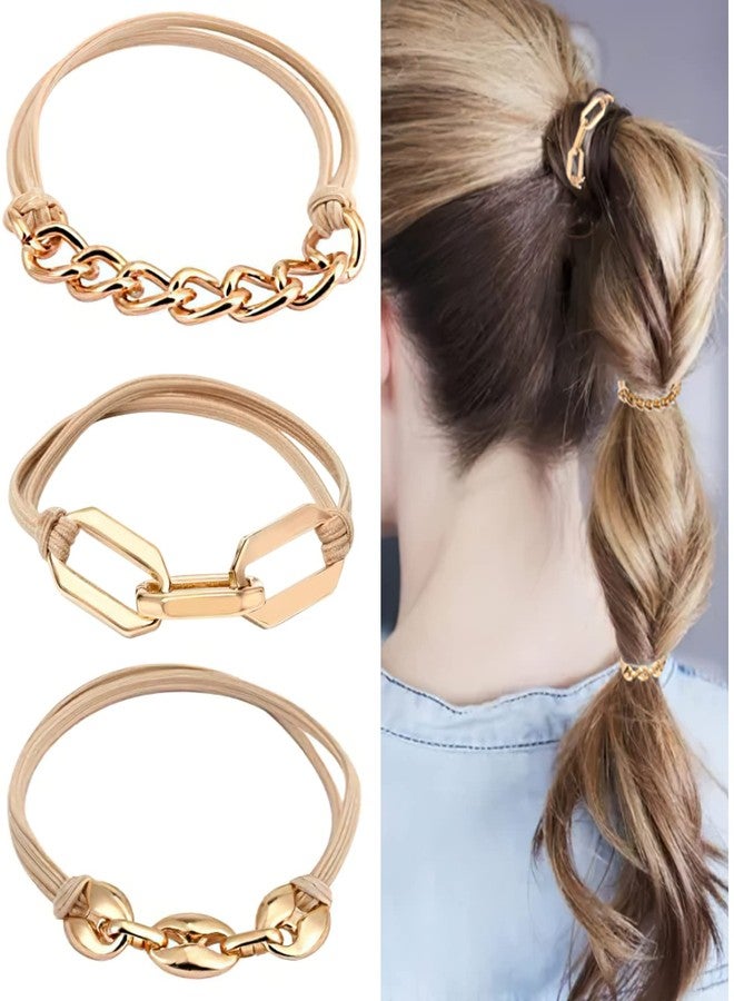 KaiLeQi Gold Silver Bracelet Hair Ties for Women (GOLD) - Image 1