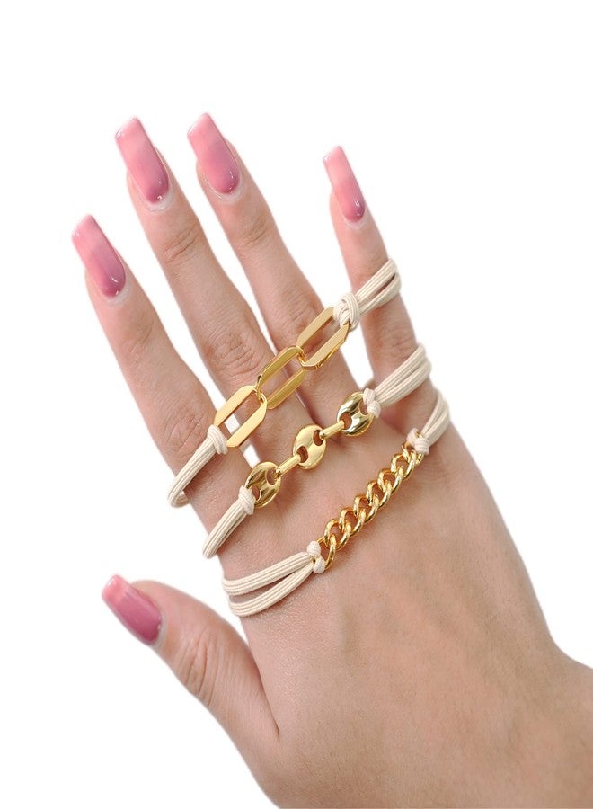 KaiLeQi Gold Silver Bracelet Hair Ties for Women (GOLD) - Image 5