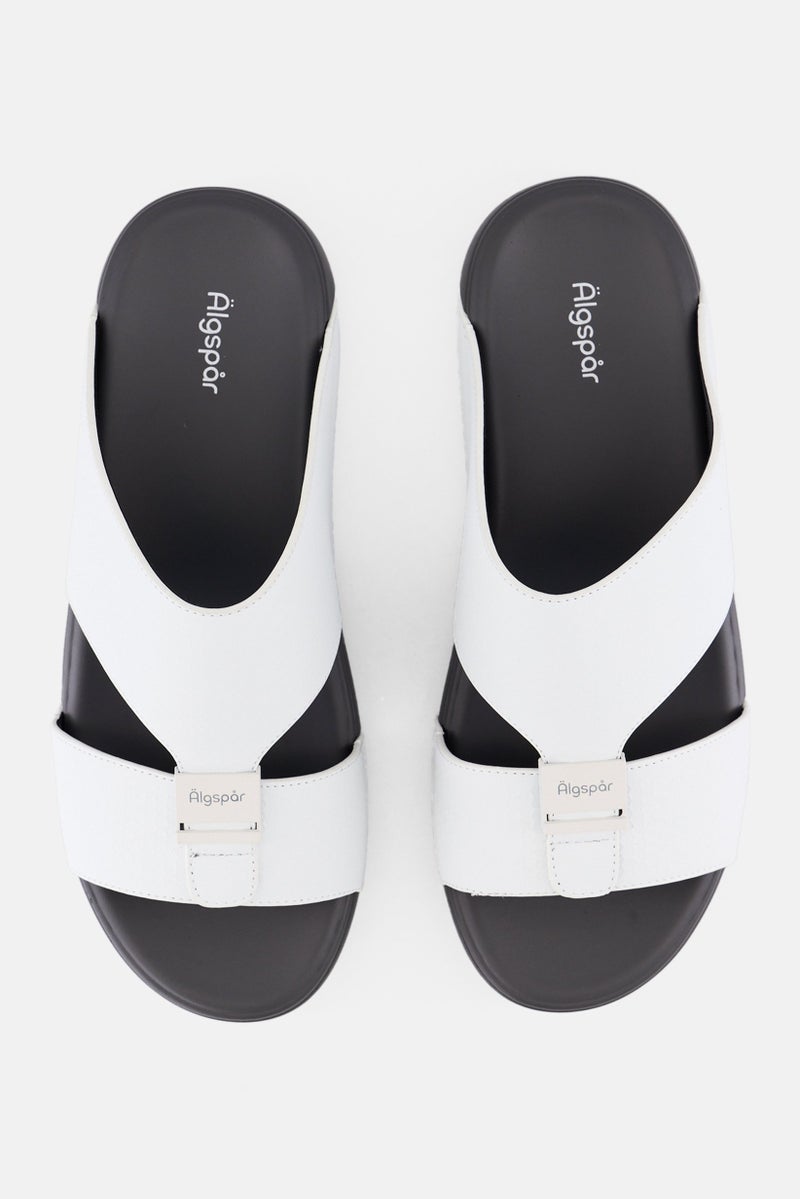 Algspar Men Slip On Arabic Sandals, White  - Image 3