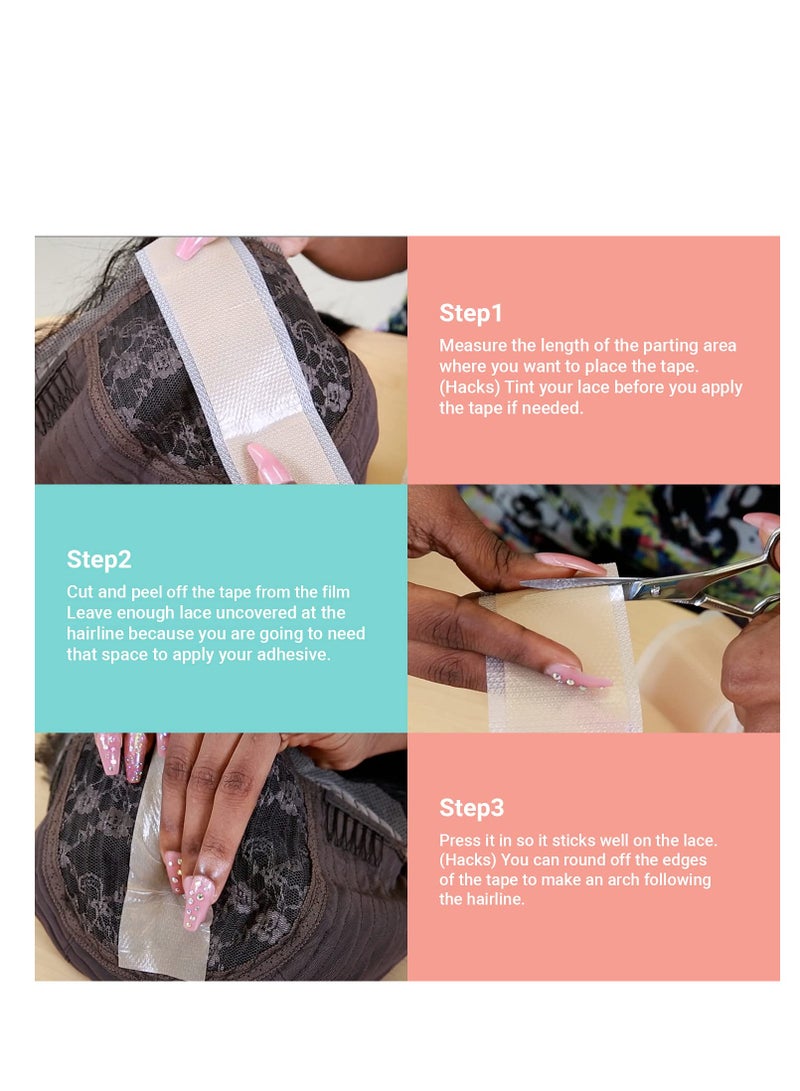 STUDIO LIMITED STUDIO LIMITED Fake Scalp Tape Lace Wig Grids and Knots Eraser Silicone Melting Tape, Bye Bye Lace Grid HD Natural Hide Cover Skinlike Durable Breathable Reusable Ultra-Thin Non-Slip Tape (Natural) - Image 2
