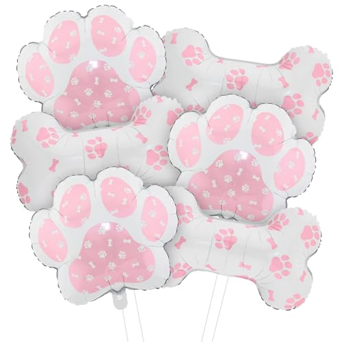 Villorem Pink Dog Paw Balloons Bone Balloons Dog Party Decorations Paw Print Balloon for Baby Shower Birthday Pets Party Decorations 6 Pcs - Image 1