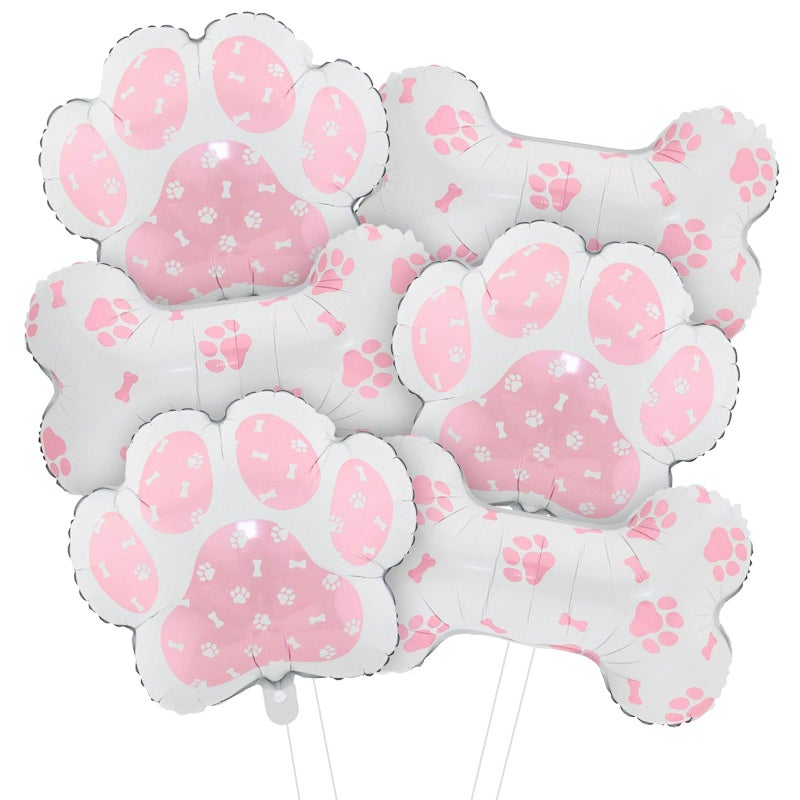 Villorem Pink Dog Paw Balloons Bone Balloons Dog Party Decorations Paw Print Balloon for Baby Shower Birthday Pets Party Decorations 6 Pcs - Image 3