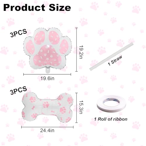 Villorem Pink Dog Paw Balloons Bone Balloons Dog Party Decorations Paw Print Balloon for Baby Shower Birthday Pets Party Decorations 6 Pcs - Image 5
