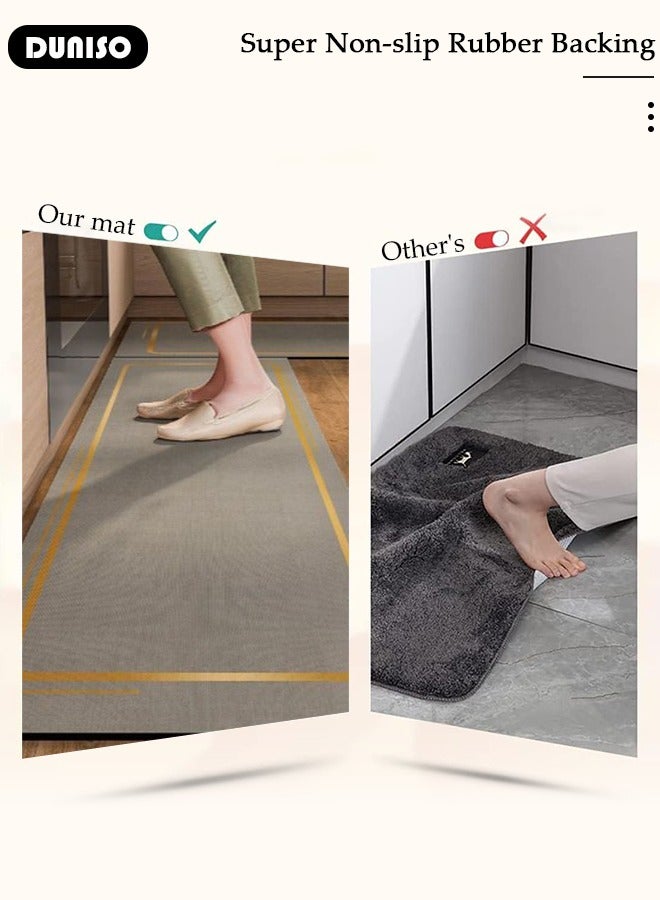 DUNISO 2 PCS Kitchen Mats and Rugs Set , Non Slip Heavy Duty Standing Mat, Quick Dry Diatom Mud Floor Mat, Extra Soft and Absorbent Floor Mats for Kitchen, Bath, Office, Laundry(40*60cm+40*120cm)  - Image 3