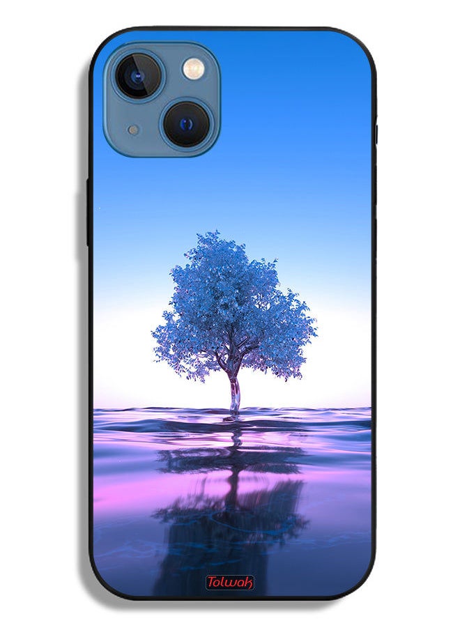Tolwak - Apple iPhone 13 Protective Case Tree Neon Body Of Water Reflection Digital Art - Image 1