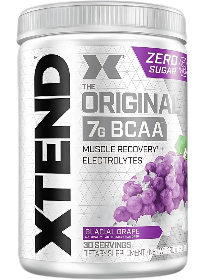 XTEND Original BCAA Powder Glacial Grape, ZERO CALORIE, ZERO CARB, ZERO SUGAR, Post Workout Muscle Recovery Drink with Amino Acids, 7g BCAAs for Men & Women, 30 Servings - Image 1