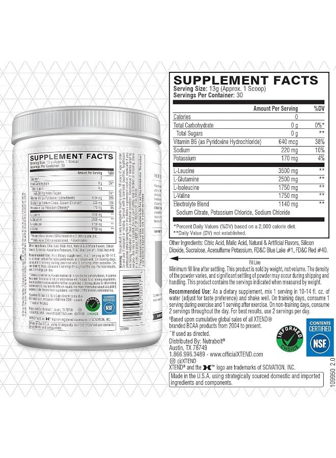 XTEND Original BCAA Powder Glacial Grape, ZERO CALORIE, ZERO CARB, ZERO SUGAR, Post Workout Muscle Recovery Drink with Amino Acids, 7g BCAAs for Men & Women, 30 Servings - Image 4